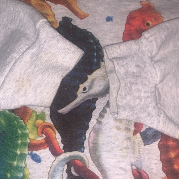 Vintage Seahorse Aquarium Pullover Sweatshirt Crew Dolphin Shirt Co 80s 90s Med - Picture 5 of 11